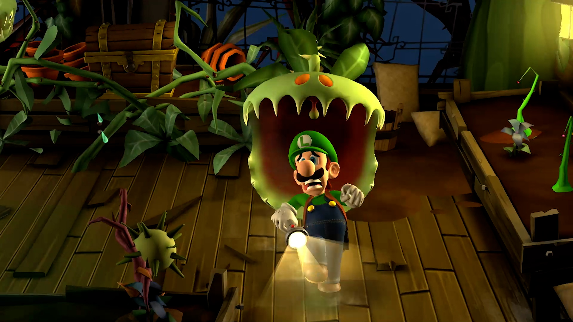 Luigi's Mansion 2 HD running from plant